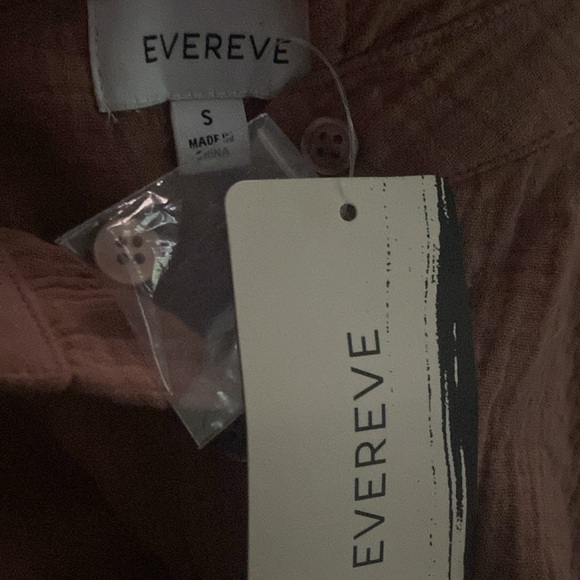 Evereve Hailey Gauze Button Down Dress Sz S 100% Cotton Java Cocoa NEW - Picture 3 of 4